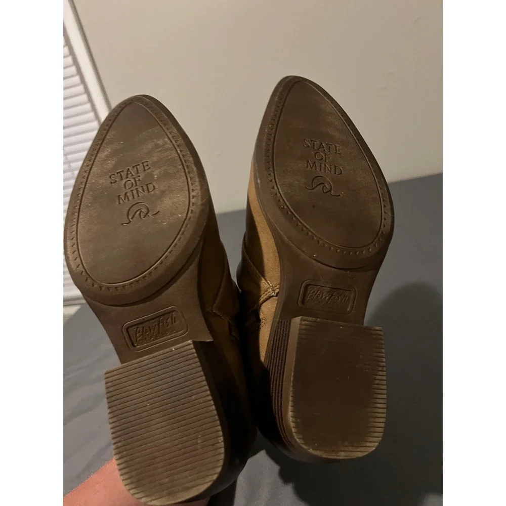 Blowfish‎ Malibu State of Mind Tan Brown Ruched Ankle Boots Womens 8 Side Zip